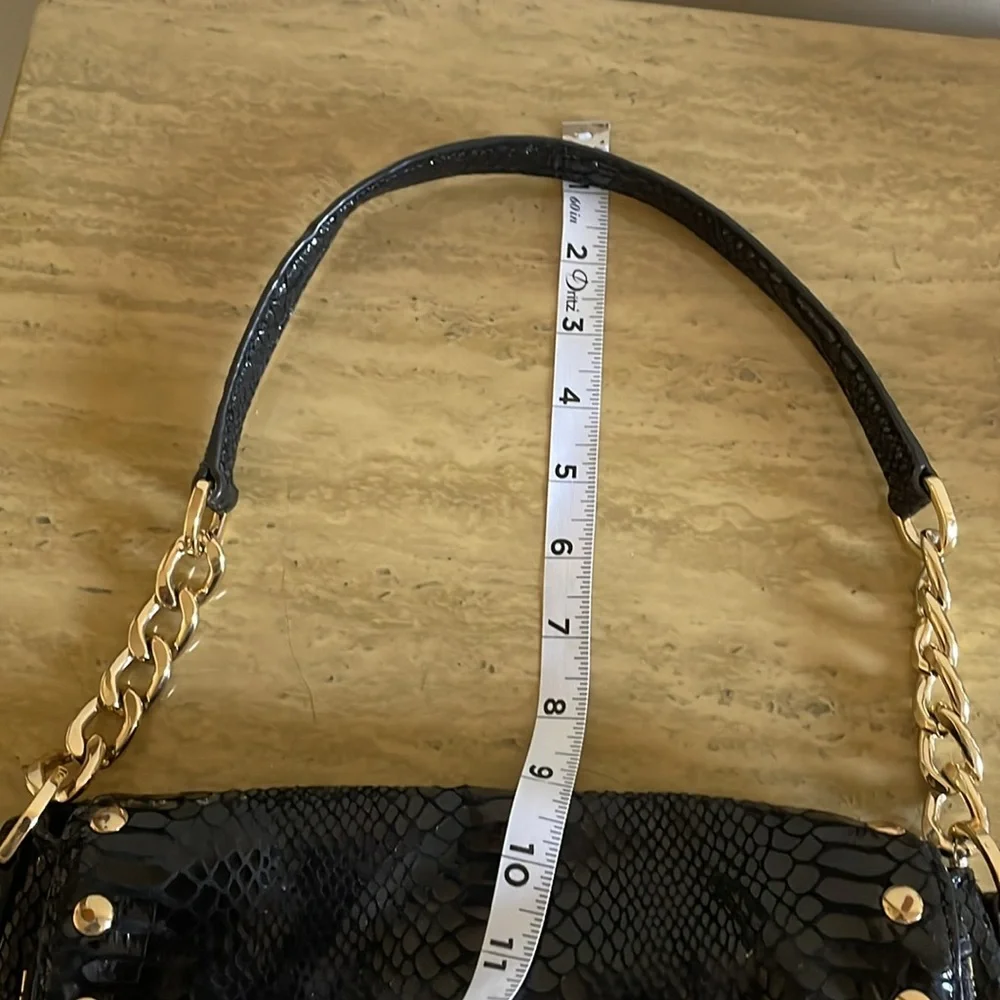Michael Kors Bedford Black Convertible Shoulder Strap Embossed Leather Handbag - Picture 12 of 12